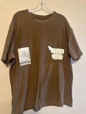 Brown Graphic Tee with White Front Prints